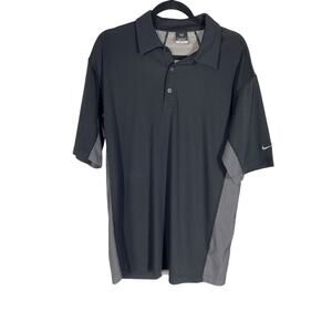 Men's Nike Dri Fit Black and Gray Golf Polo Size Large 100% Polyester